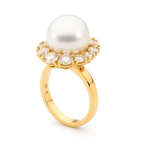 Yellow Gold, Pearl And Diamond Ring