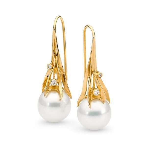 Yellow Gold Seagrass Earrings