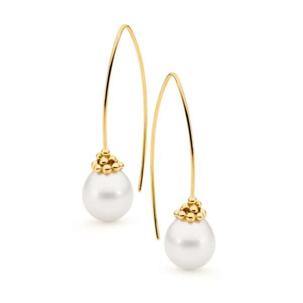 Yellow Gold Pearl Earrings