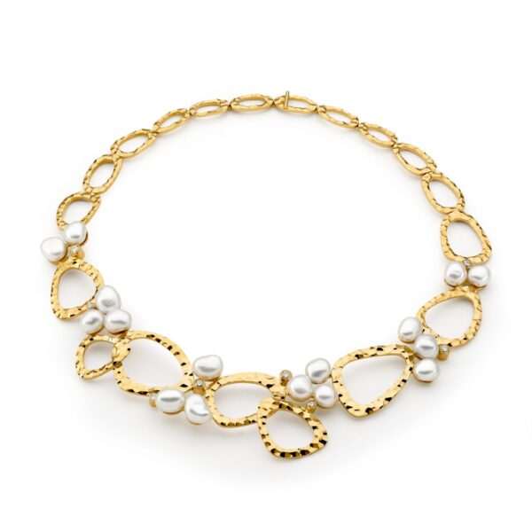 Yellow Gold, Pearl And Diamond Necklet