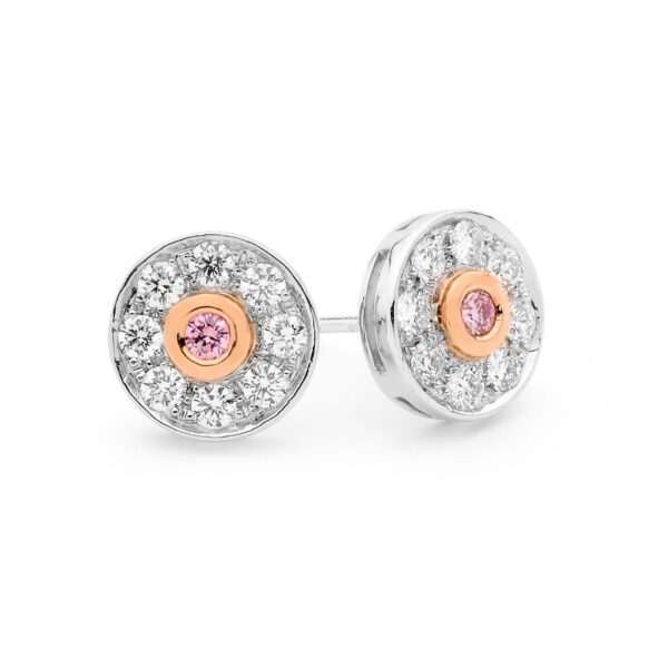 white and Argyle pink diamond stud earrings