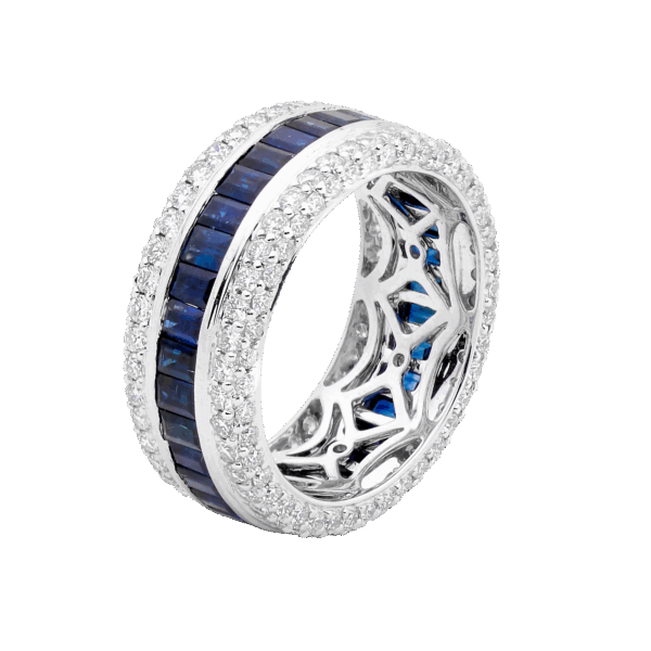 Sapphire Diamond Band Ring